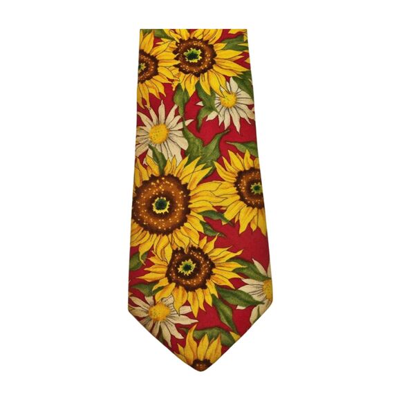 Tango by Max Raab Men Neck Tie Yellow Red Vintage 56" x 3" ¾ Cotton Made in USA - Picture 1 of 4